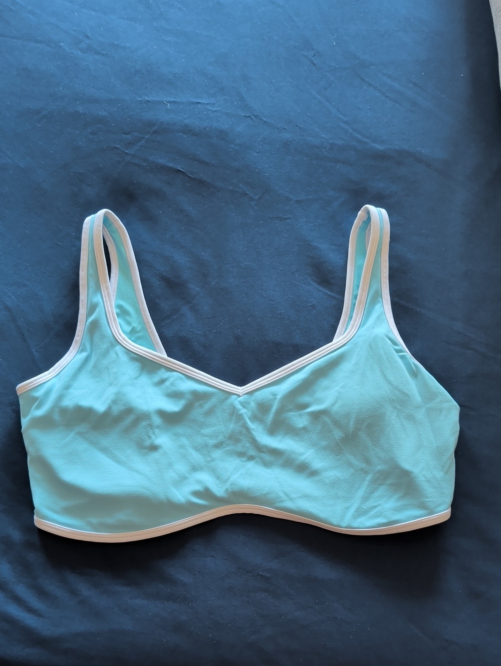 NWOT Abercrombie YPB Light Aqua Sports Bra with Contrast Trim